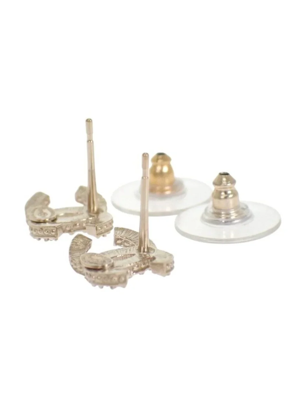 Chanel CC Logo Earrings Metal Crystal Gold Boxed Accessory Saree